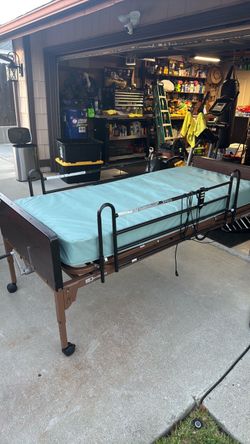 Electric Hospital Bed with Mattress and Rails