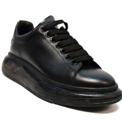 Alexander McQueen Oversized Sneakers Low Top Black Leather Womens Size 9 DS 39EU
