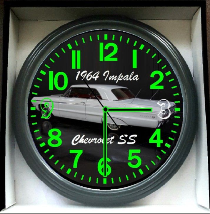 1964 Chevy Chevrolet Impala Glow In The Dark Wall Clock New!