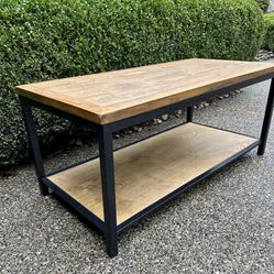 Two Tier Wood and Metal Coffee Table