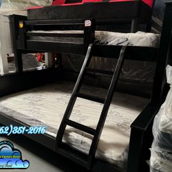 Twin XL queen Bunk Bed Black New Litera Con Colchones 