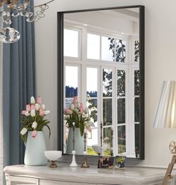 Squared And Metal Frames Bathroom Mirror