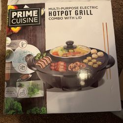 Prime Cuisine Electric Hotpot Grill Combo with Lid