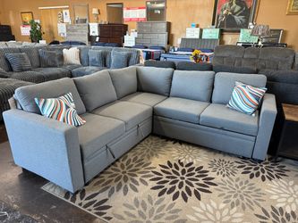 Sectional with Pull Out Bed Ottoman Storage