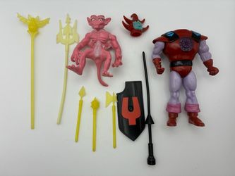 Vintage Galoob Blackstar Overlord and demon figures plus other weapons accessories parts/repair lot  Figures included: Overlord figure for parts/Repai