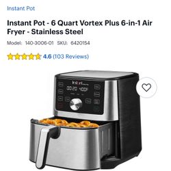Instant Pot - 6 Quart Vortex Plus 6-in-1 Air Fryer - Stainless Steel
