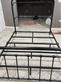 Black full size metal bed frame