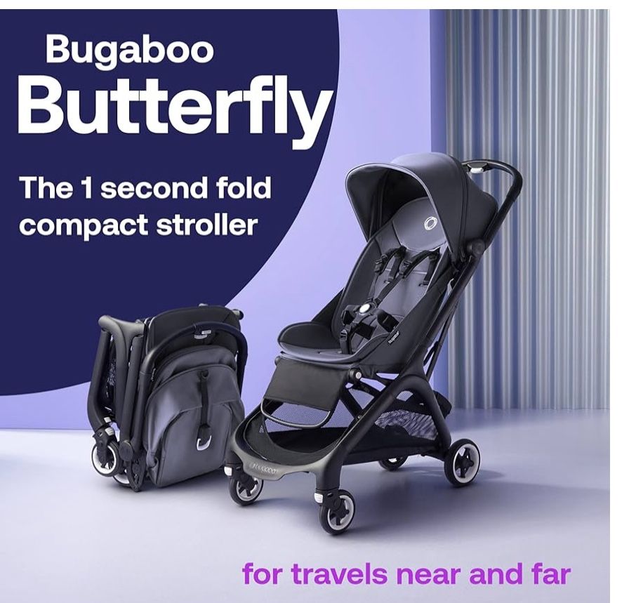 Bugaboo Butterfly - 1 Second Fold Ultra-Compact Stroller - Lightweight & Compact - Great for Travel - Stormy Blue