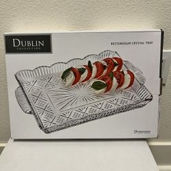 Dublin Collection - 16” Rectangular Crystal Serving Tray - (New)