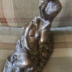 VINTAGE GOD DEVIL SATYR FAUN MAIDENGREEK MYTHOLOGY BRONZED PLASTER 