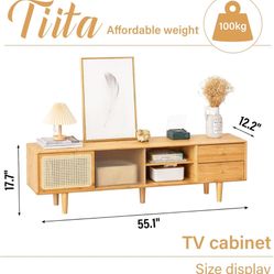 Rattan Wooden Tv Stand/console Table 