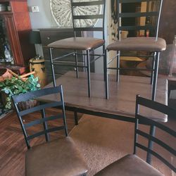 Metal And Wood Table With 4 Chairs