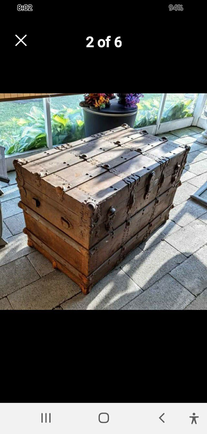 Antique Trunk by Crescent Trunk Co Evansville 