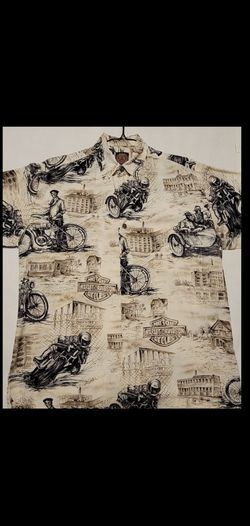 Harley-Davidson vintage motorcycle print button-up shirt
