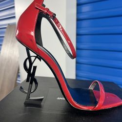 Opyum Red YSL Monogram Heels Size 37 Yves Saint Laurent