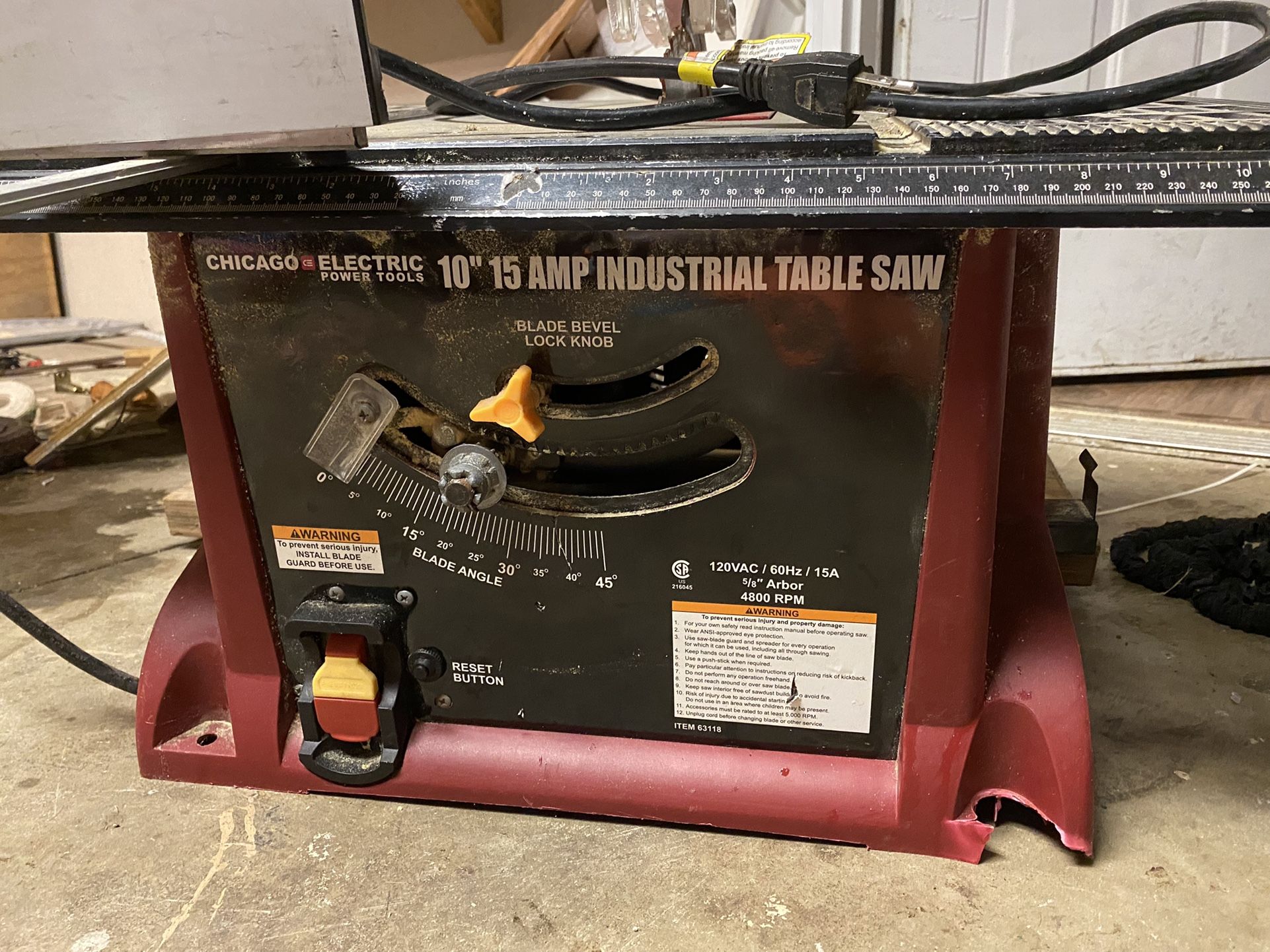10” 15 AMP Industrial Table Saw