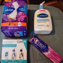 Cetaphil , CeraVe, Crest, Always Bundle