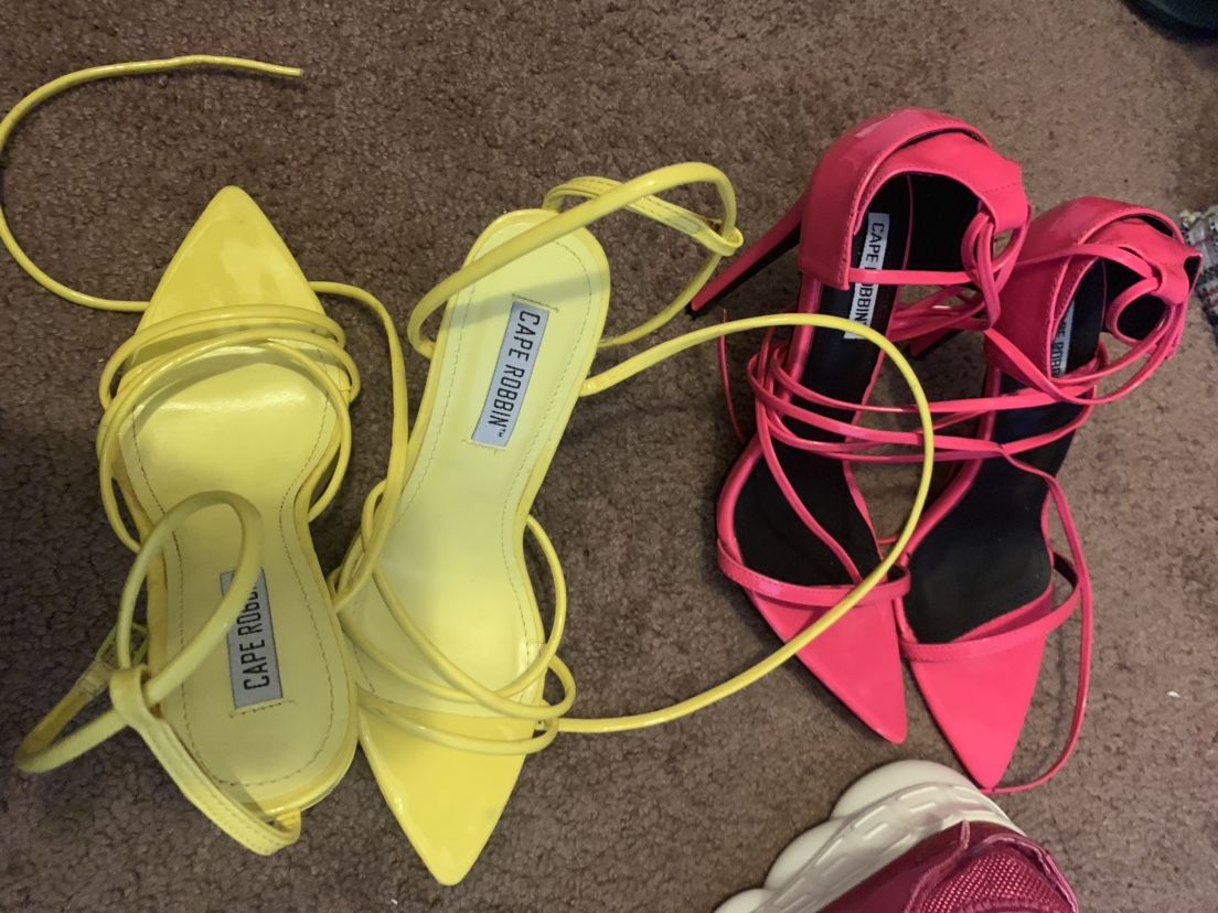 Hi heels Pink Size 8..(Yellow Size 6.. Sold!)With Scraps $45 For Both..this Week!!