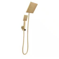Brand New Glacier Bay Modern 8 In. Square Raincan Showerhead & Hand Held Matte Gold
