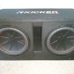 2-12" Kicker Comp R Subwoofers And Box 