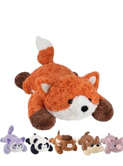 GILFWM Weighted Stuffed Animals Fox Plush Heatable and Coolable 26" 5Lbs Weighted Plush With Microwavable Heating Pad,Removable Soft Washable Cute Plu