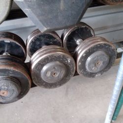 Pair Of 65-pound Pro-style Dumbbells W Hex Handles 130lbs Total Weights 
