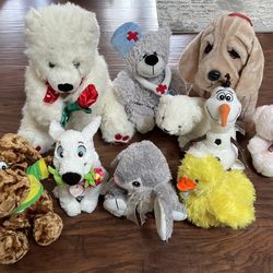 Set Of 10 Stuffed Animals Plus Toys Valentine’s Teddy Bear Dog Olaf Bunny Duck