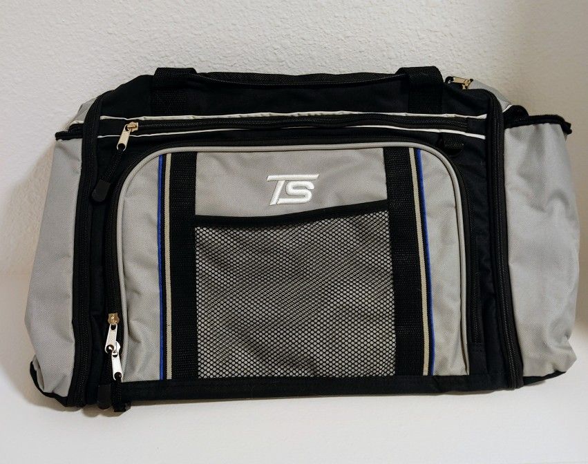 Expandable Blue, Gray and Black. Sports Bag /Duffle Bag / Gym Bag