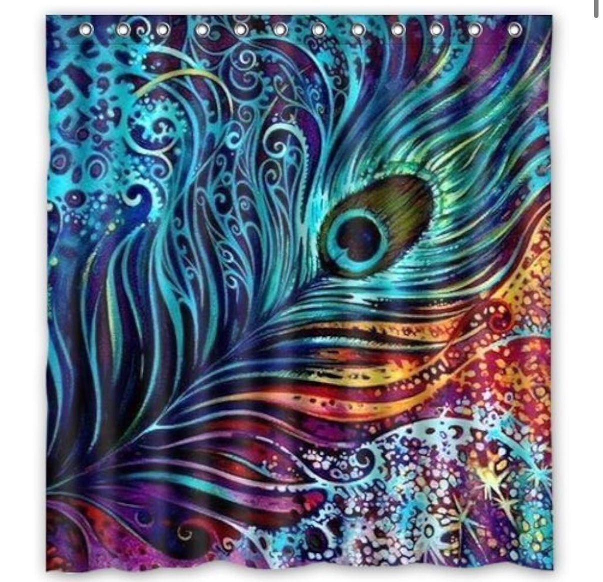 🦚 Brand New Boho Peacock Shower Curtain