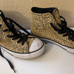 Converse All Stars Gold Cheetah Print Kids Size 2 