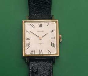 Vintage Seiko Mechanical 17 Jewels Watch 21-3119 Gold Tone Tank Roman Dial 1972