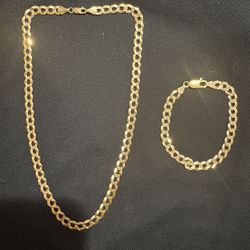 Cuban Flat Link Chain And Bracelet 