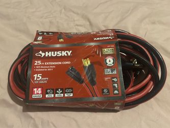 Husky 25ft. Extension Cord 14/3 for Indoor and Outdoor Red/Black