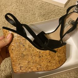 Black Supper Tall Wedges Sandals