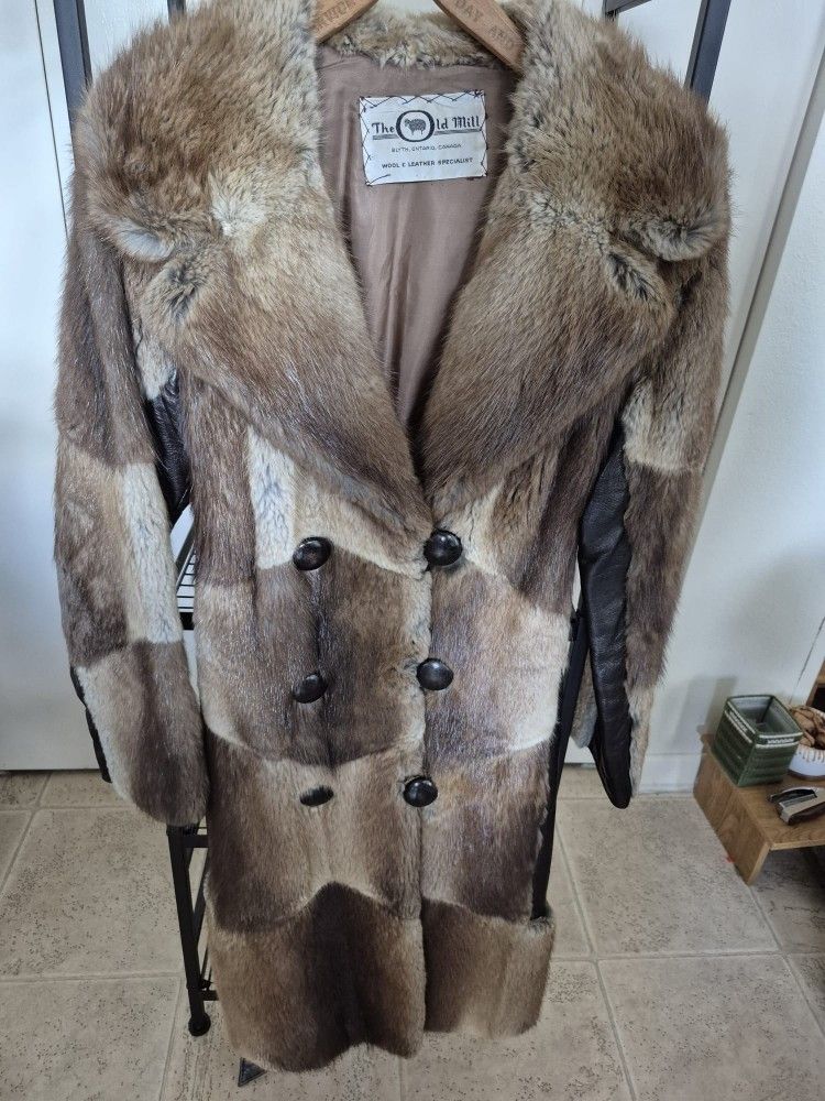 Exquisite Vintage Mink Fur & Leather Patchwork Coat - The Old Mill, CA - Luxurious & Rare - $1500