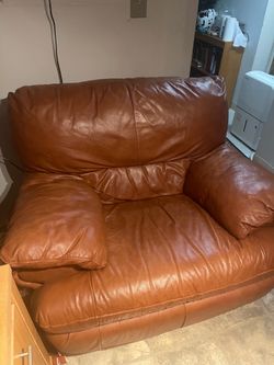 Burnt orange leather chair