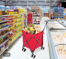 Folding Shopping Utility Cart with Water-Resistant Removable Canvas Bag