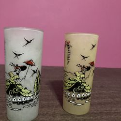 Pair Of Vintage Anchor Hocking Southern Belle Frosted Tea Glasses