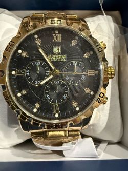 Montres Prestige Gold-Tone Chronograph Watch