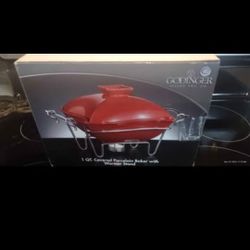 Godinger 1QT Covered Porcelain Baker with Warmer Stand