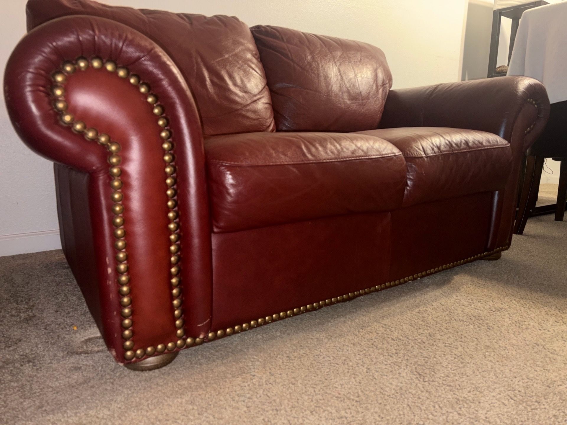 Chateau d’Ax Italian Leather Loveseat + Armchair - Authentic Made in Italy