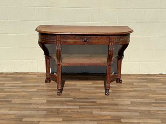 Vintage Carved Solid Wood Console Table | Entryway Sofa Table with Drawer & Shelf