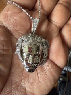 🔥 NEW Iced-XXXTENTACION Pendant w/ Rope Chain – Silver Tone – 5A CZ