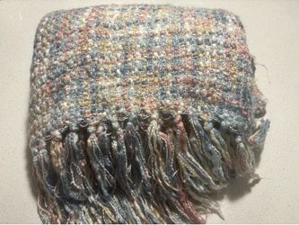 Multi-Colored Woven Fringe Throw Blanket