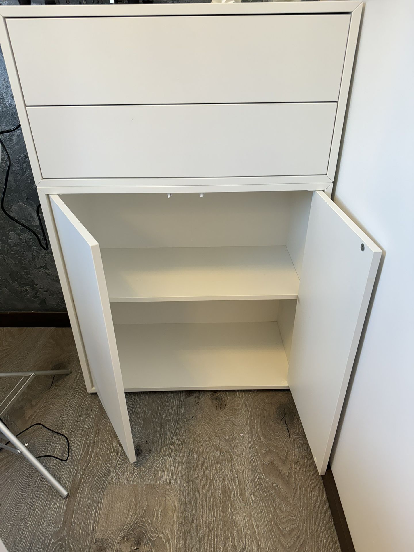 IKEA Cabinet with 2 doors and shelf, white/ Cabinet with 2 drawers, white