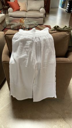 Cotton gauze white pants