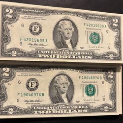 1995 $2 bills f-a and f-b