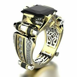 Fashion Ring Luxury Jewelry 925 Sterling Silver 18K Gold Natural White Sapphire Size 8