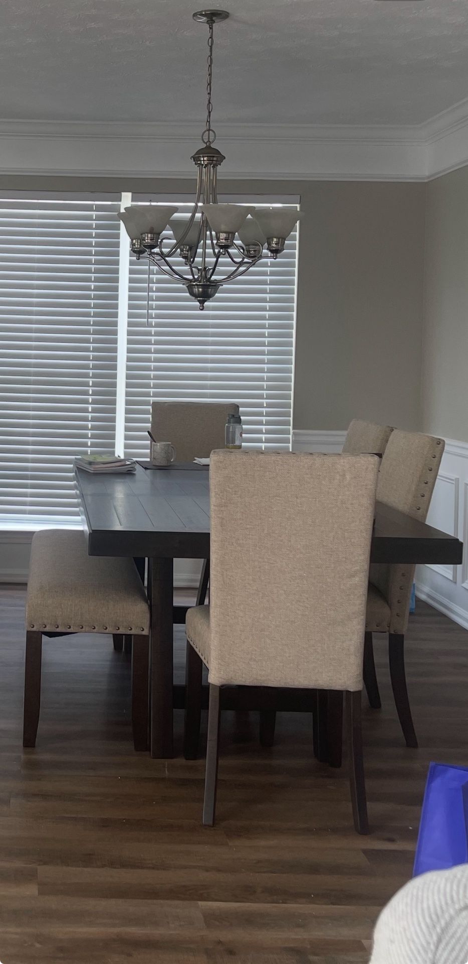 Dining Room Table That Extends With 4 Chairs And Bench. $325 or best offer.