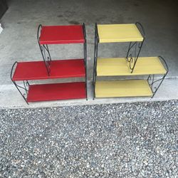 Vintage Pair Mid Century Metal Shelves 